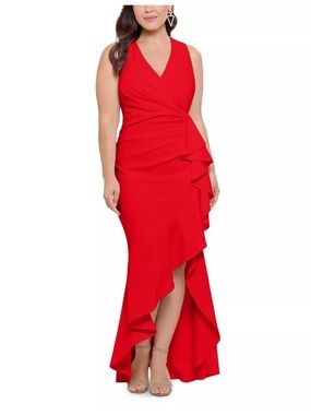 NWT Betsy & Adam Sleeveless V Neck Ruffled Gown - size 16W